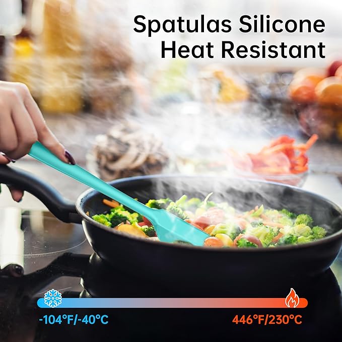 Barsone 5-Piece Silicone Spatula Set( Heat Resistant 446°F Food Grade BPA Free, Nonstick Cookware Safe Dishwasher Safe Kitchen Tools for Baking, Cooking, Stirring, Blue)-Ruum Studio Home