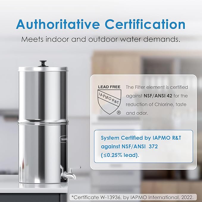 Waterdrop Gravity-fed Water Filter System, Reduces Lead and up to 99% of Chlorine, NSF/ANSI 42&372 Standard, with 2 Black Carbon Filters and Metal Spigot, King Tank Series, WD-TK-A-Ruum Studio Home