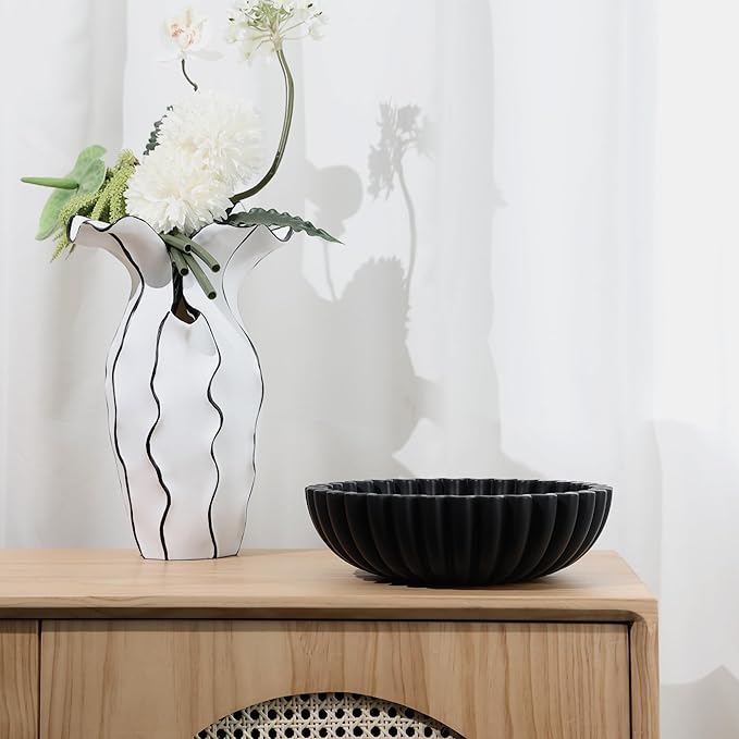 Black Decorative Bowl for Kitchen Counter - Modern Fruit Bowl with, Catch All Bowl for Keys, Entryway Table, and Home Decor-Ruum Studio Home