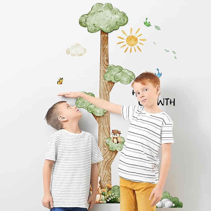 3D Cartoon Height Chart for Kids, DIY Growth Stickers, Removable Height Wall Chart for Kids Nursery, Bedroom, Bathroom-Ruum Studio Home