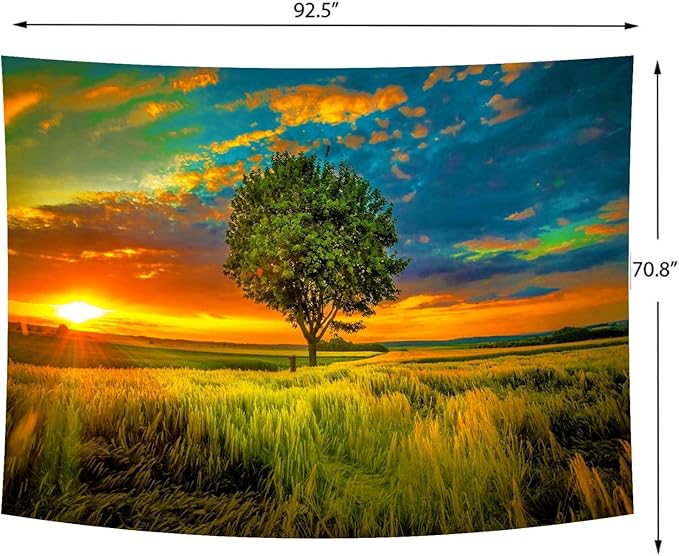 Delur Sunset Tree of Life Tapestry Forest Nature Landscape Wall Hanging Tapestry Scenic Tree Woodland Natural Sunrise Headboard for Bedroom Living Room Home Decor (70.8" x 92.5")-Ruum Studio Home