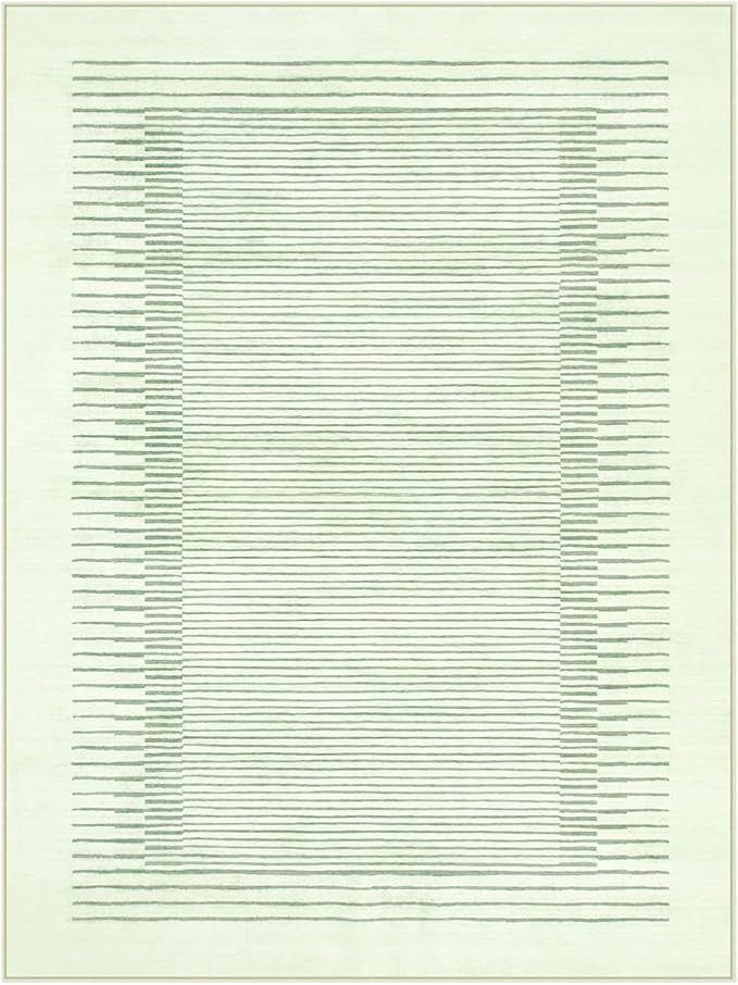 Wonnitar Striped Sage Green 9x12 Rugs for Living Room, Non-Slip Soft Sage Green Bedroom Rug, Low Pile Minimalist Floor Carpet for Nursery Playroom Department (Green,9' x 12')-Ruum Studio Home