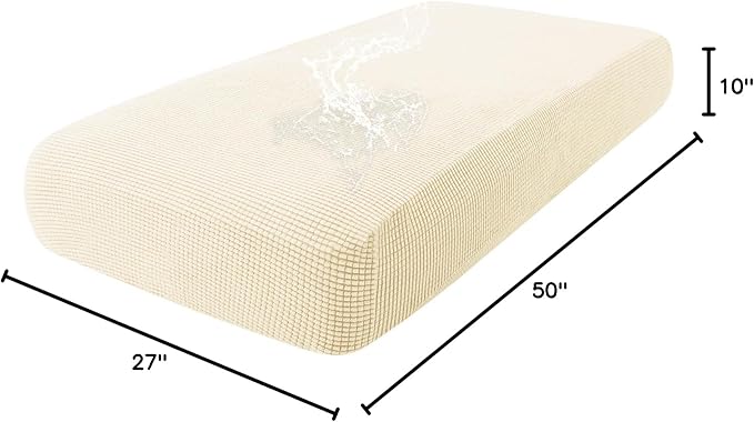 hyha Waterproof Couch Cushion Covers for Pets, Non Slip Sofa Seat Cover for Dogs Washable, Soft Thick Stretch Jacquard Fabric, Sofa Slipcovers with Elastic Bottom (1 Piece for Medium, Beige)-Ruum Studio Home