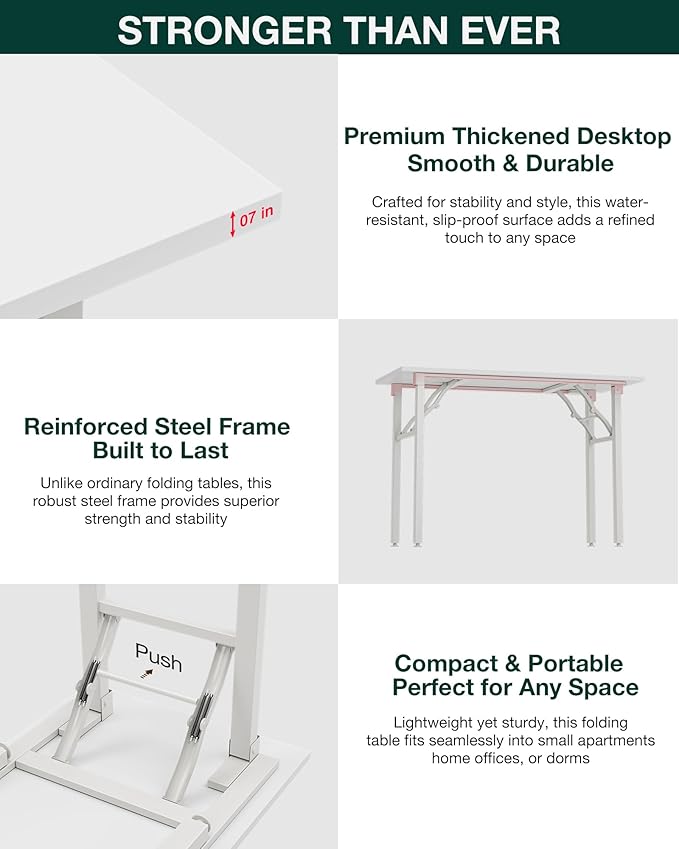 Frylr Small Folding Computer Desk β Portable 35.8 Inch Foldable Laptop Table, Collapsible and Compact for Easy Storage and Fast Setup, Lightweight for Small Spaces, Craft and Study Use, White