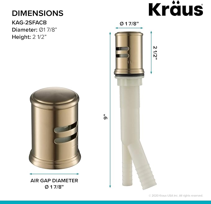 KRAUS Dishwasher Air Gap in Spot Free Antique Champagne Bronze, KAG-2SFACB-Ruum Studio Home