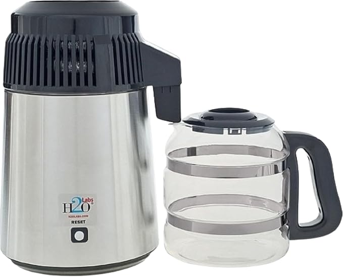 H2o Labs Best-in-Class Countertop Water Distiller - Stainless Steel Home Water Distiller with 1 Gallon Glass Carafe - Porcelain Nozzle Insert & Optimal Heating Element for Pure Distilled Water - 300SS-Ruum Studio Home