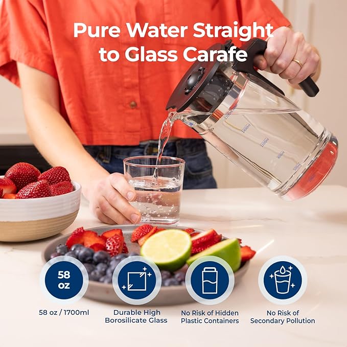 Bluevua RO100ROPOT Reverse Osmosis System Countertop Water Filter, 4 Stage Purification, Counter RO Filtration, 2:1 Pure to Drain, Purified Tap Water, Portable Water Purifier for Home-Ruum Studio Home
