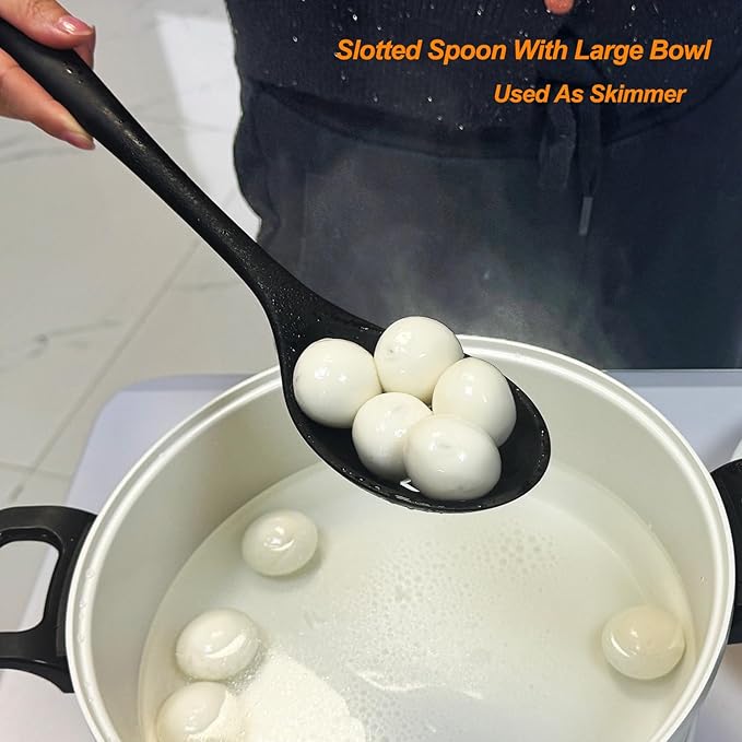 Silicone Cooking Utensils Set, Heat Resistant and large Non Stick Spatulas & Spoons for Kitchen, Ideal BPA Free Kitchen Turners for Frying, Mixing,Serving,Draining,Turning-Ruum Studio Home