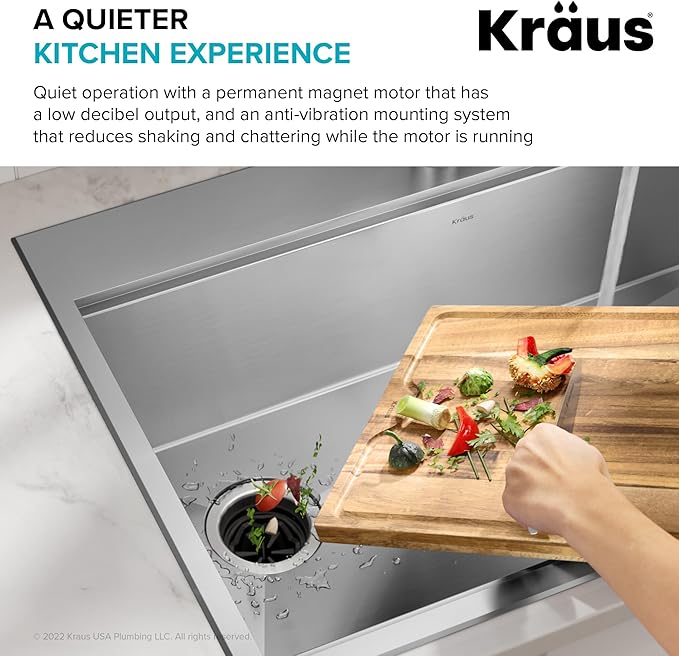 KRAUS® WasteGuard™ High-Speed 1/2 HP Continuous Feed Ultra-Quiet Motor Garbage Disposal with Power Cord and Flange Included and Universal Mount-Ruum Studio Home