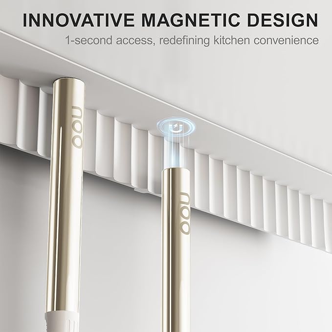 OOU Silicone Kitchen Cooking Utensils Set, 446°F Heat Resistant Kitchen Tool Set with Magnetic Wall Mounted Holder, 6 pcs Spatula Set with Stainless Steel Handle, Dishwasher Safe-Ruum Studio Home