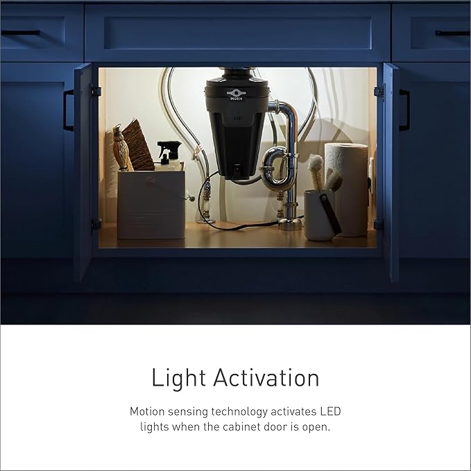 Moen Chef Series 1 HP Continuous Feed Lighted Garbage Disposal with Sound Reduction for Under Sink, Power Cord Included, EXL100C-Ruum Studio Home