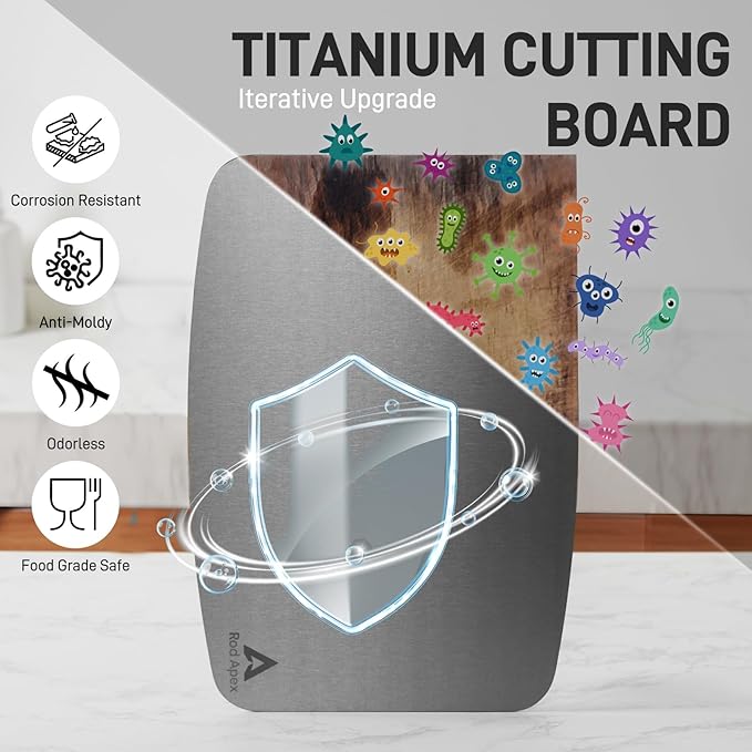 100% Pure Titanium Cutting Board, Non-Toxic Chopping Board For Kitchen, Rubber Mat, Double-Sided Pure Titanium Cutting Board for Kitchen (14"x10").-Ruum Studio Home
