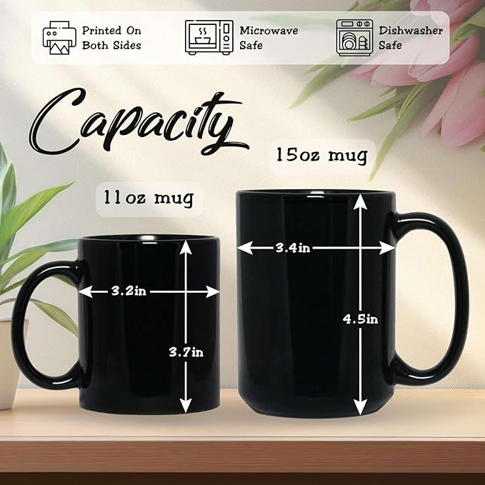 Custom Vintage Lantern With Flowers Coffee Mug, Personalized Name Ceramic Cup 11oz Or 15oz, Glowing Light And Flowers Mug, Customized Enchanted Nature Black Cup, Gift For Friends-Ruum Studio Home