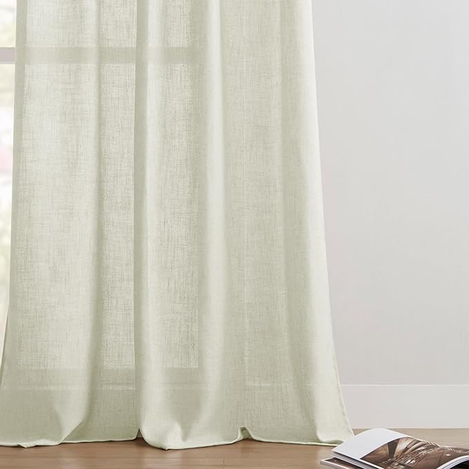Joydeco Linen Curtains 84 Inch Length 2 Panel Sets,Light Filtering Curtains for Bedroom 52 Inch Wide Living Room Drapes with Back Tabs & Rod Pockets (W52 x L84 Inch, Oatmeal)-Ruum Studio Home
