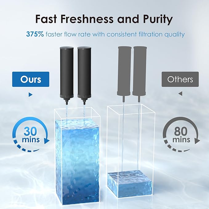Waterdrop NSF/ANSI 42&372 Certified Water Filter, Replacement for Berkey® BB9-2® Black Filters, ProOne® or Alexapure® Gravity Water Filter System and Waterdrop King Tank Series, (Pack of 2)-Ruum Studio Home