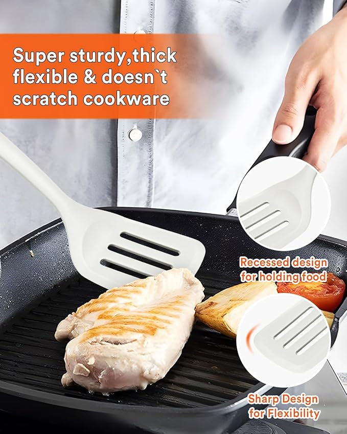 Kitchen Utensils Set, 13PCS Silicone Cooking Utensils, Heat Resistant Kitchen Utensil Spatula Set for Nonstick Cookware, Wooden Handles Kitchen Gadgets Tools Set-Ruum Studio Home