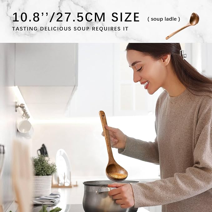Wooden Spoons for Cooking, Nonstick Cooking Utensil Set with 5 Piece Acacia Wooden Spatulas and Spoons for Cooking, Terrific for Everyday Kitchen Tasks-Ruum Studio Home