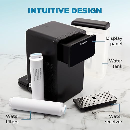 Ivation H2O Hot & Cold, Countertop Reverse Osmosis System, TDS Filter System, 4 Stage RO Water Filtration, 6 Temperature Presets, 3:1 Pure to Drain, Portable Plug-and-Play - Black-Ruum Studio Home