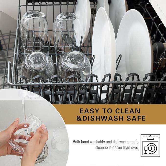 Stemless Wine Glasses Set of 6, 18 Ounces Red & White Wine Glasses for Party, Lead-free, Ideal Wine Accessories Gift (Clear)-Ruum Studio Home