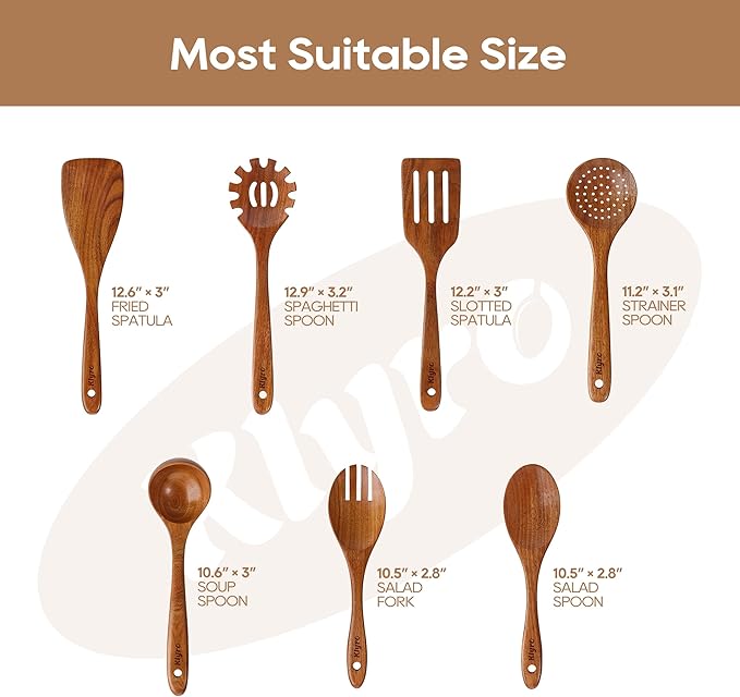 Kitchen Utensils Set, 7 Piece Premium Cooking Utensils Set, Durable Non-Stick Wooden Spoons for Cooking, Kitchen Essentials for New Home-Ruum Studio Home