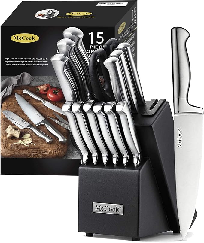 McCook® Knife Sets, German Stainless Steel Knife Block Sets with Built-in Sharpener-Ruum Studio Home