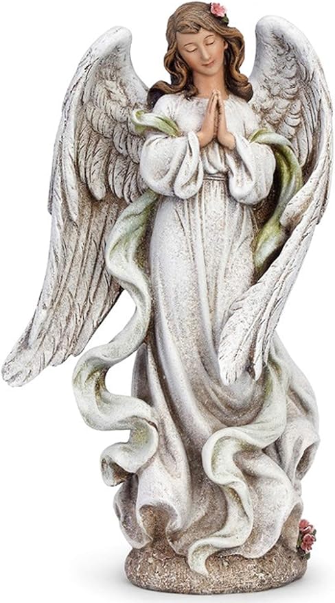 Napco Imports Outdoor Garden Patio Memorial Statue Figurine 11.5 Inch Resin Praying Angel-Ruum Studio Home