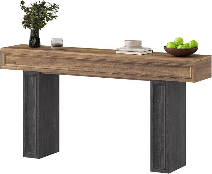 Rresyet 63 Inch Long Console Table, Sofa Table Behind Sofa, Wooden Entryway Table, Farmhouse Entryway Table for Entry, Hallway, Living Room (Wood)-Ruum Studio Home