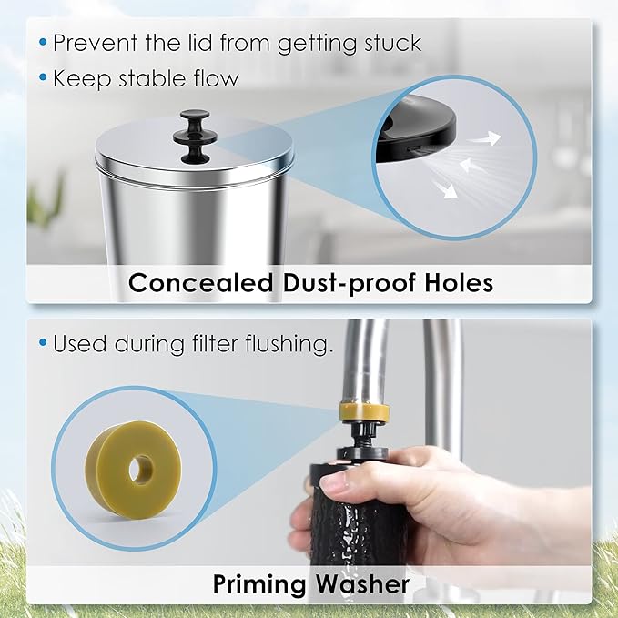 Waterdrop Gravity-fed Water Filter System, Reduces Lead and up to 99% of Chlorine, NSF/ANSI 42&372 Standard, with 2 Black Carbon Filters and Metal Spigot, King Tank Series, WD-TK-A-Ruum Studio Home
