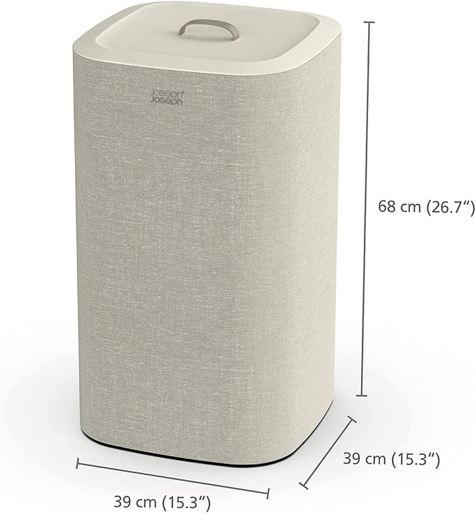 Joseph Joseph Tota 60 liter/15.8 gallon Laundry Hamper Separation Basket with lid, 2 Removable Washing Bags with Handles- Ecru-Ruum Studio Home