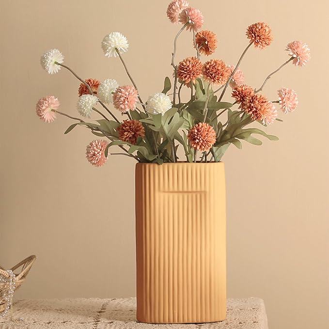 Faux White & Pink Kiku Flower, 10 Stems with 5 Heads Each & 4 Branches Eucalyptus Stems, Artificial Small Mini Chrysanthemum Flowers for Aesthetic Room Decor, Floral Arrangements Centerpiece-Ruum Studio Home