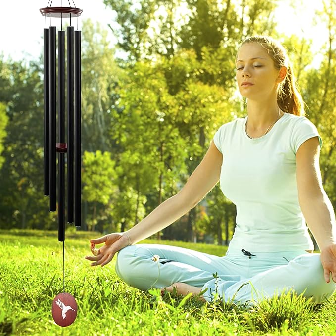60" Wind Chimes Outdoor, WindChimes Large Wind Chimes for Outside Deep Tone with 5 Tuned Tubes and S Hook, Wind Chime Outdoor Decoration for Patio, Garden, Yard (Hummingbird)-Ruum Studio Home