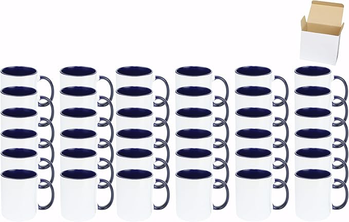 11oz White Ceramic Sublimation Coffee Mug in White Gift Box, Cobalt Blue, Case of 36-Ruum Studio Home
