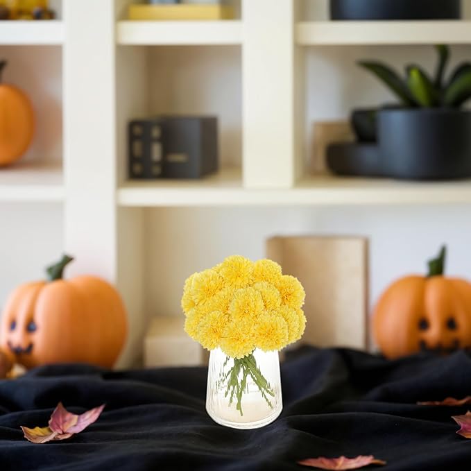 Kimura's Cabin 20Pcs Artificial Mums Flowers Fake Silk Chrysanthemum Balls Flower for Home Decor Easter Table Fall Bouquets Wedding Party DIY Decorations (Yellow)-Ruum Studio Home