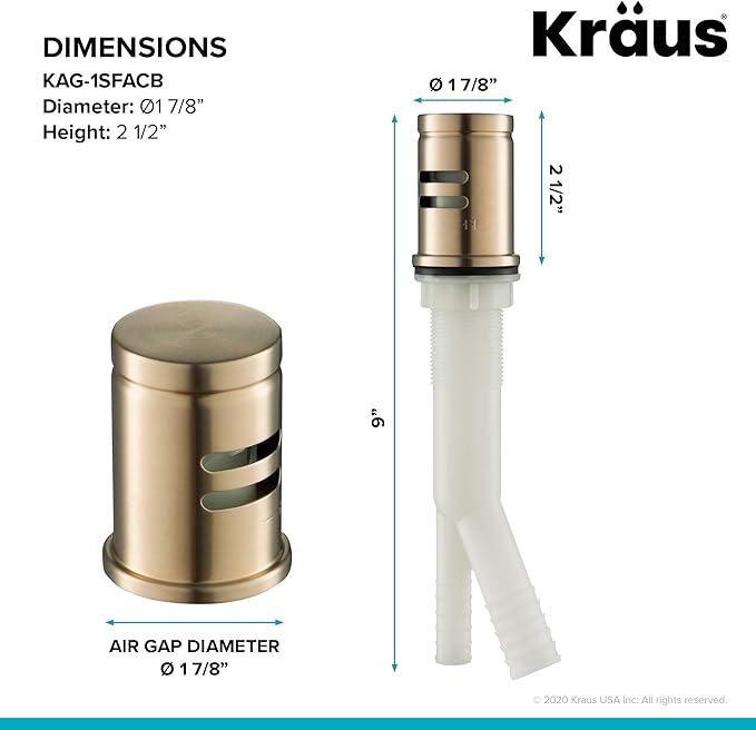 KRAUS Dishwasher Air Gap in Spot Free Antique Champagne Bronze, KAG-1SFACB-Ruum Studio Home