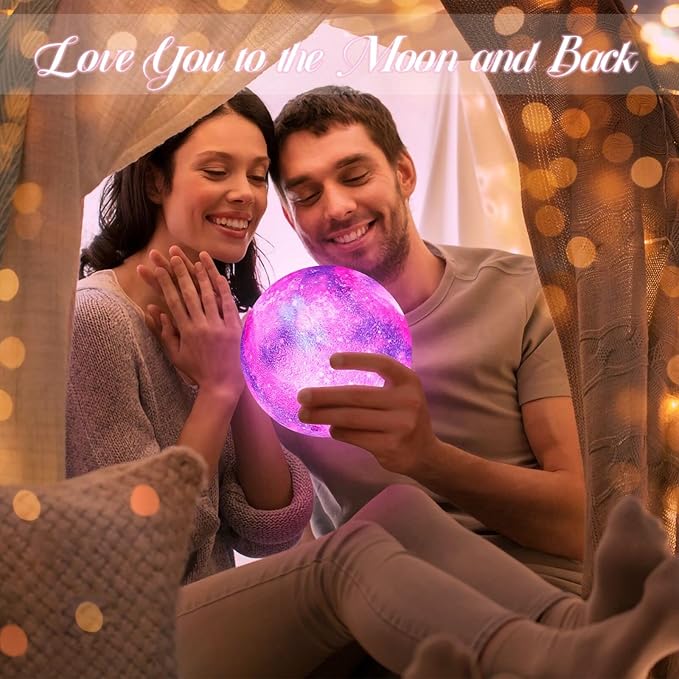 BRIGHTWORLD 7.1inch Galaxy Lamp 16 Colors Moon Lamp 3D Printing, Remote & Touch Control USB Rechargeable, Birthday Gifts for Women Room Decor Aesthetic(Black Hand Base)
