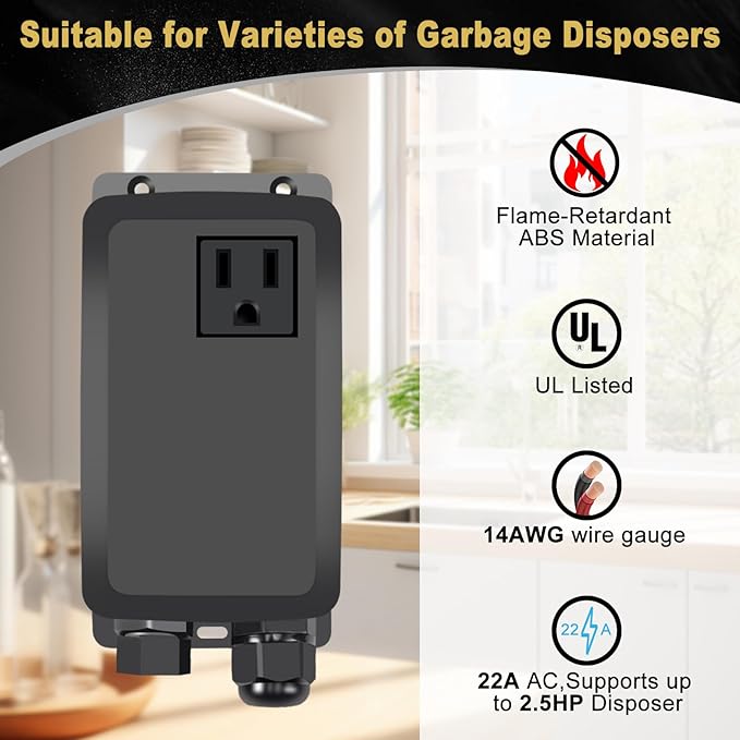 Garbage Disposal Air Switch Kit, Garbage Disposal Button, Sink Top Waste Disposer On/Off Switch, Matte Black (Stainless Steel Cover), UL Listed Air Switch Compatible with All Garbage Disposals-Ruum Studio Home