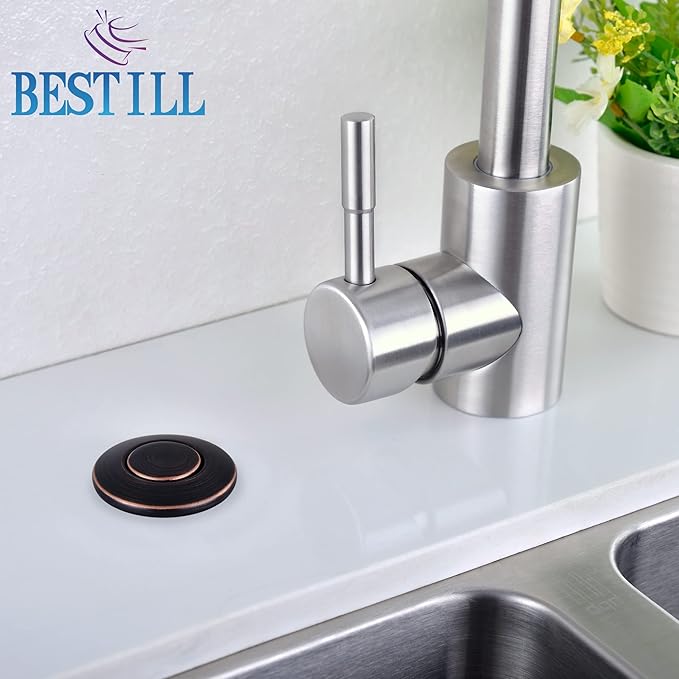 BESTILL Garbage Disposal Air Switch Kit-UL Listed, Cordless Sink Top Switch Button for Waste Disposer, 3.6" Long Push Button with Brass Cover, Oil Rubbed Bronze, Compatible with all Garbage Disposals-Ruum Studio Home
