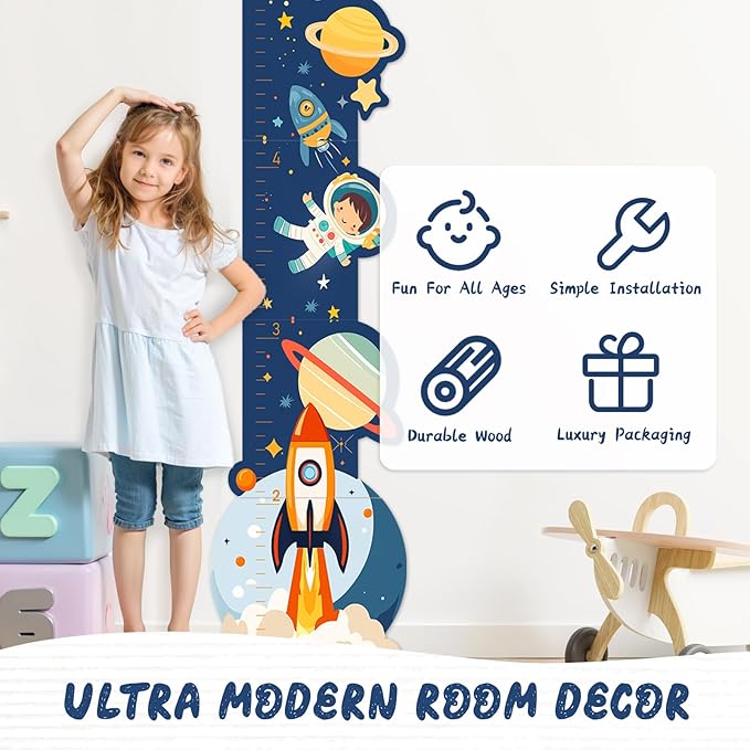 Personalized Name Growth Chart for Wall, Space Height Measurement for Wall, Children Height Chart Ruler, Portable 3D Removable Growth Chart, Wall Height Measurement for Kids-Ruum Studio Home