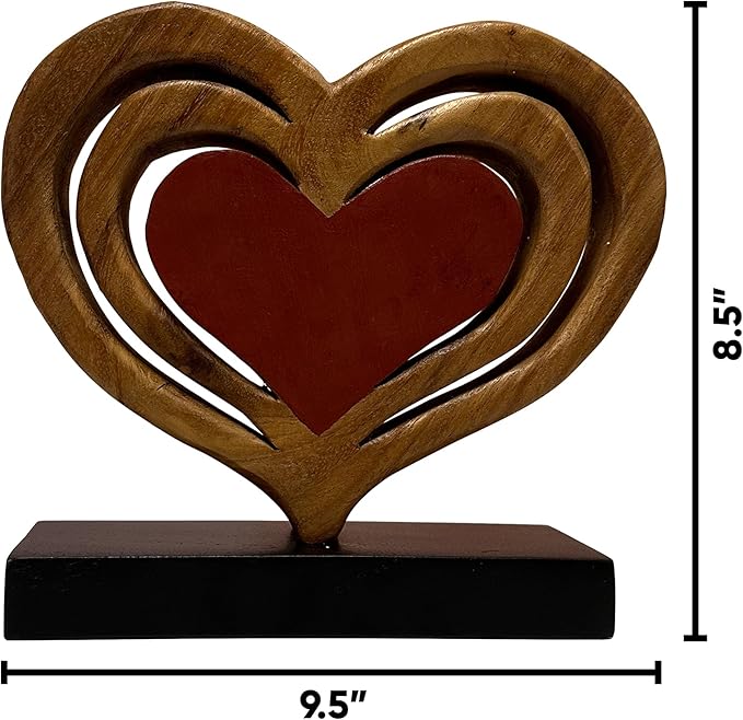 Decozen Gifts for Mom - Wooden Heart Sculpture - Mother's Day Birthday Gifts, Home, Office, Living Room, Shelf, Fireplace, Farmhouse, Tabletop, Boho and Mantle Decor - Mothers Day Decorations-Ruum Studio Home