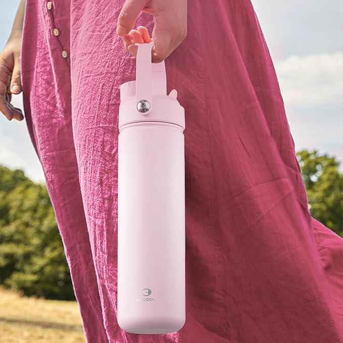 Insulated Water Bottle with Straw Stainless Steel Water Bottle, Leak-Proof, BPA-Free, Double Wall Vacuum Keeps Cold for 24 Hours for Sports, Travel, School (32 oz, Cotton Candy)