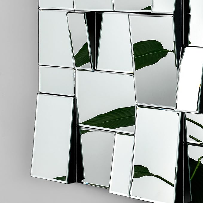 KOHROS Modern Geometric Irregular Mirror for Wall Decor 44" x 30" Decorative Mirror with Beveled Glass for Entryway Hallway Living Room Home Decor Horizontal or Vertical Hanging-Ruum Studio Home