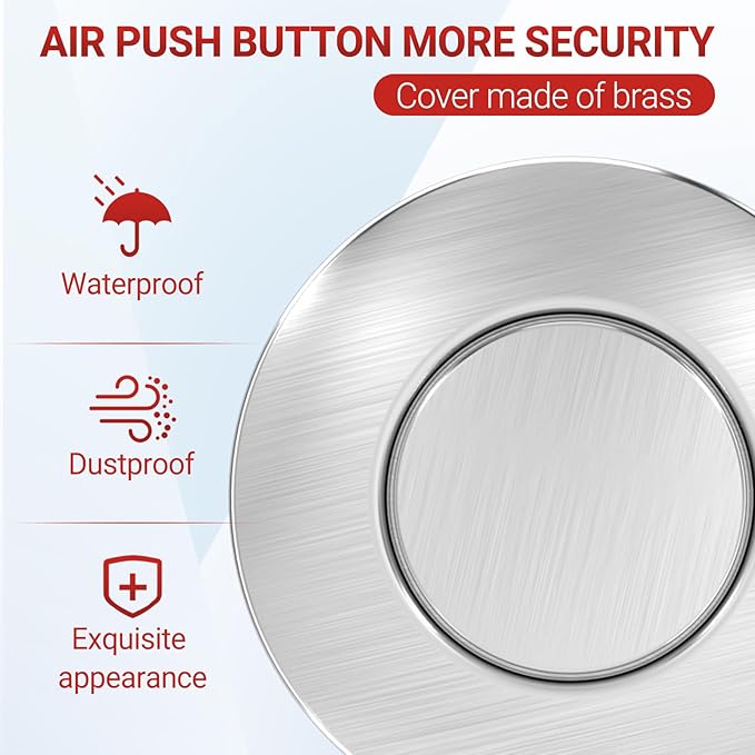 APIELE Garbage Disposal Air Switch Kit, Sink Top Push Button Switch for Food Waste Disposer, UL Listed 3.6" Long On/Off Air Button (Stainless Steel)-Ruum Studio Home