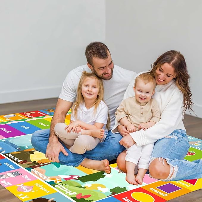 Kids Rug ABC Rug, Play Mat for Kids Playroom ABC Educational Area Rug for Playroom Classroom Elementary Preschool Rugs wtih Numbers Animals (4x6ft)-Ruum Studio Home