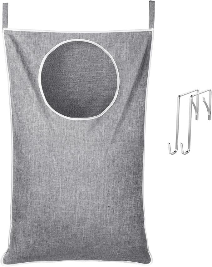 Lifewit Over Door Laundry Hamper, Large Collapsible Hanging Laundry Hamper, Hanging Laundry Basket Bag for Bathroom Bedroom Dirty Clothes Storage Organizer, Light Gray-Ruum Studio Home