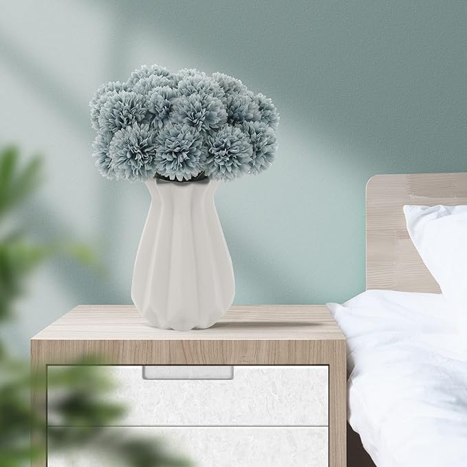 Kimura's Cabin 20Pcs Fake Mums Flowers Artificial Silk Chrysanthemum Ball Flower for Wedding Party Home Kitchen Table Core DIY Decoration Bouquets (Dark Blue)-Ruum Studio Home