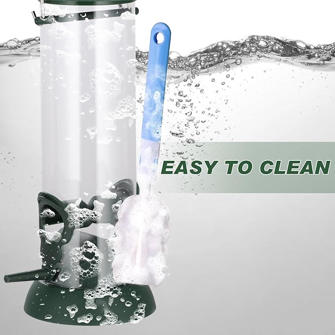 FEED GARDEN 2 Pack Tube Bird Feeders for Outdoors Hanging, Premium Hard Plastic Wild Bird Feeders with 2 Ports, Small Bird Feeder Easy-Refill&Clean, Gifts for Mom Woman, 8.5 Inch Green-Ruum Studio Home