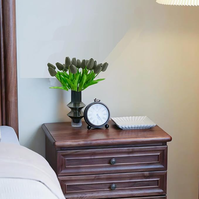 Mandy's Artificial Tulips 20 Stems Dark Grey PU Faux Flowers for Wedding Home Decor 13.5 Inch-Ruum Studio Home