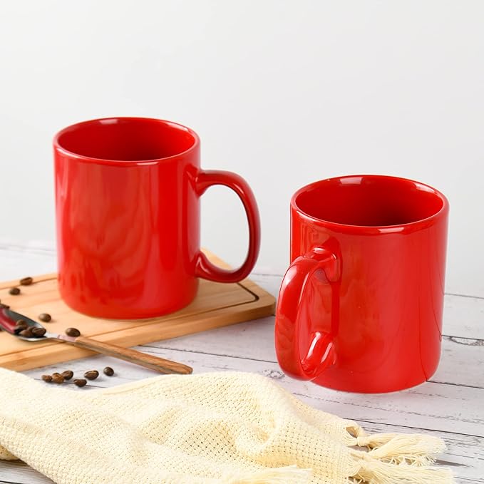 30oz Super Large Ceramic Coffee Mugs Large Handles Set of 2 (Red)-Ruum Studio Home