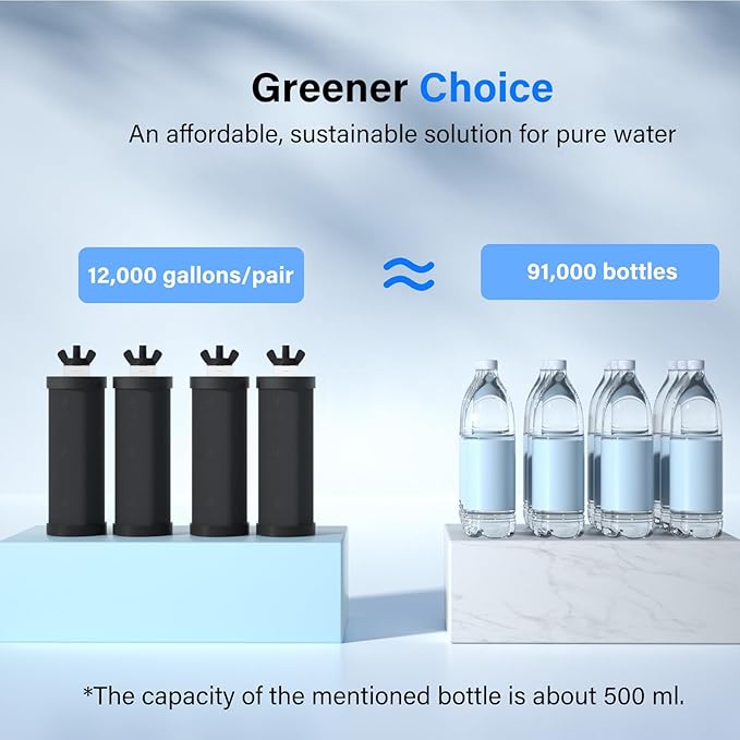 Purewell PF-3 Black 3-Stage Composite Purification Elements, Replacement Filters for ProOne® and Berkey® Filters, ProOne® or Berkey® Big+ Water Filter System and Purewell System (4 Pack, K Series)-Ruum Studio Home
