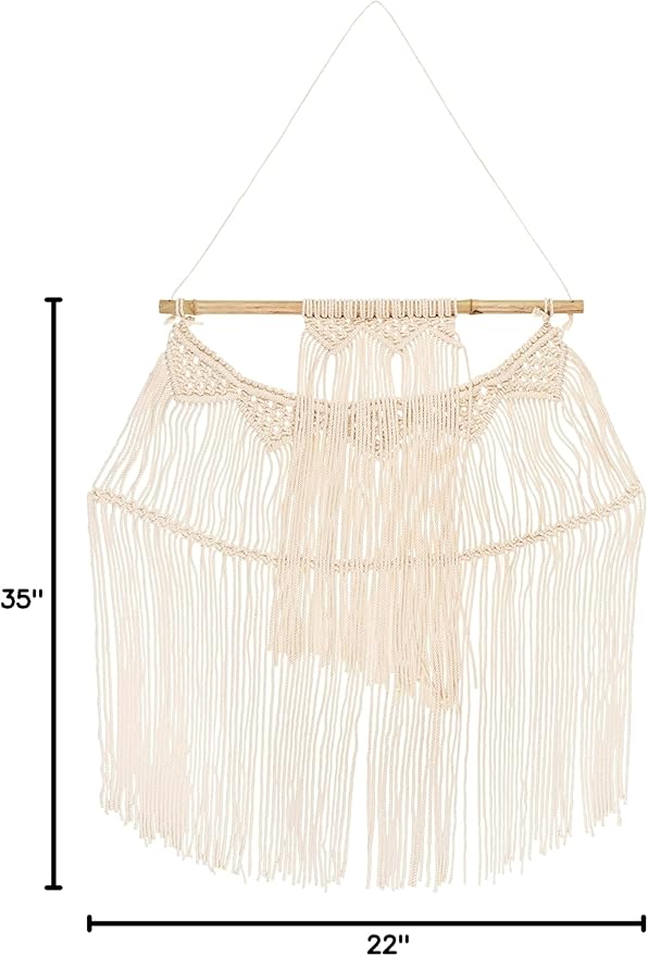 Mark&Day Wall Art, Meiningen Global Farmhouse Beige Macrame Tapestry Wall Hanging for Living Room, Bedroom, Office or Kitchen (35"H x 22"W)-Ruum Studio Home